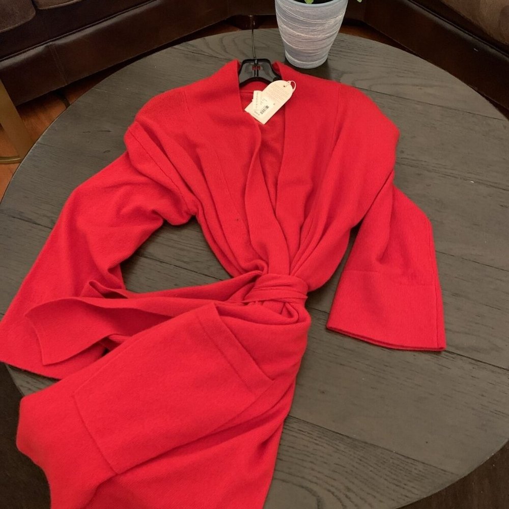 NWT Van Winkle & CO. WOMENS RED Cashmere SHAWL COLLAR ROBE - Picture 11 of 13
